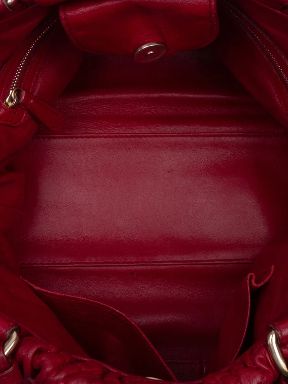Pre-owned Dior 2011 Lambskin Gaufre Cannage Delices Tote Satchel In Red