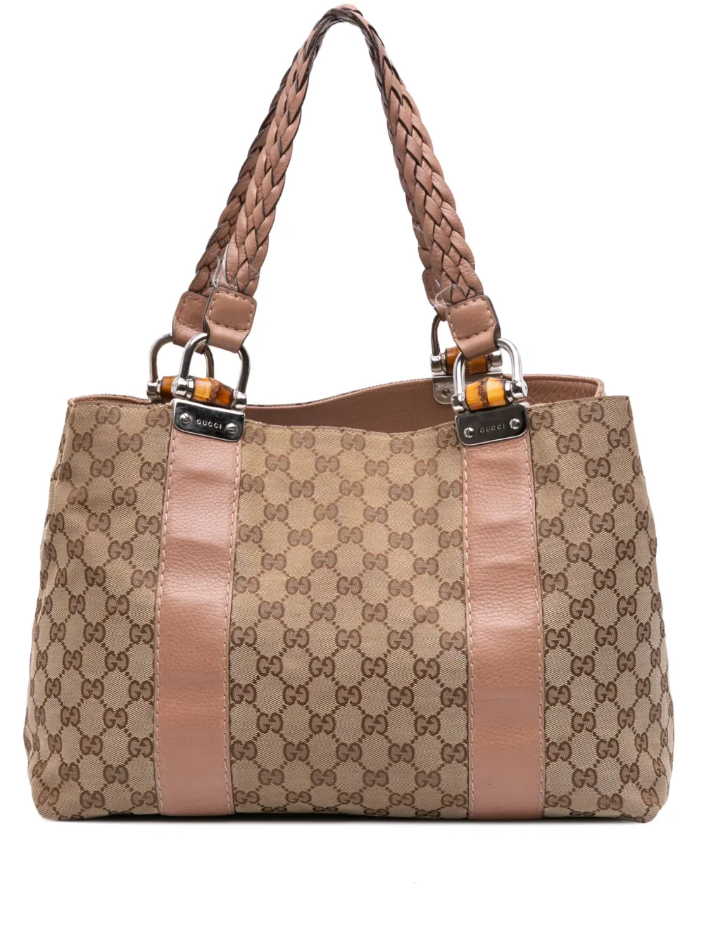 Gucci Pre-Owned 2016-2025 ミディアム GGキャンバス バンブー リベッチオ トートバッグ - ブラウン Gucci Pre-Owned 2016-2025 ミディアム GGキャンバス バンブー リベッチオ トートバッグ - ブラウン