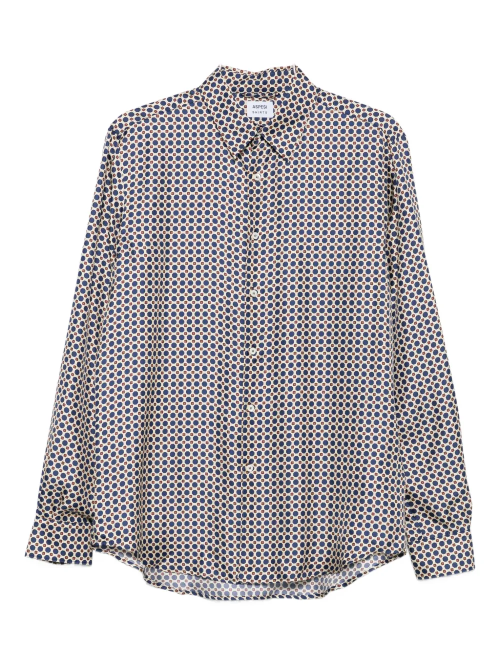 Aspesi Geometric-print Silk Shirt In Blue