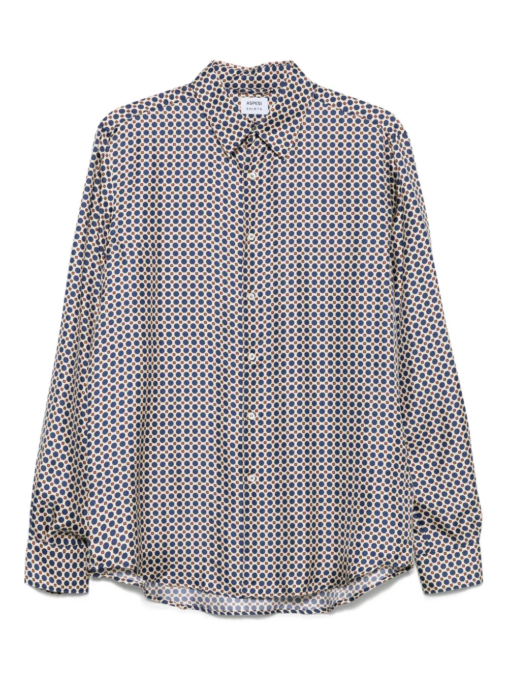 ASPESI geometric-print silk shirt | Blue | Image 1