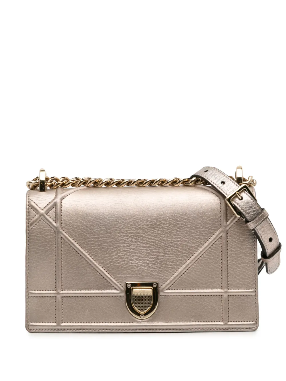 Christian Dior Pre-Owned 2017 Medium Metallic Grained Calfskin Diorama Christian Dior Pre-Owned 2017 Medium Metallic Grained Calfskin Diorama