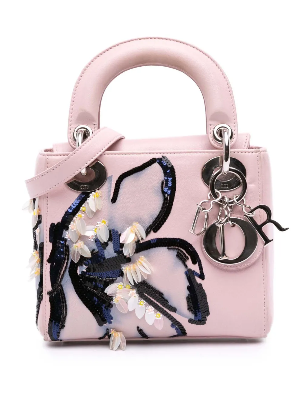 Christian Dior Pre-Owned 2015 ミニ カーフスキン スパンコール レディ ディオール サッチェルバッグ - Christian Dior Pre-Owned 2015 ミニ カーフスキン スパンコール レディ ディオール サッチェルバッグ -