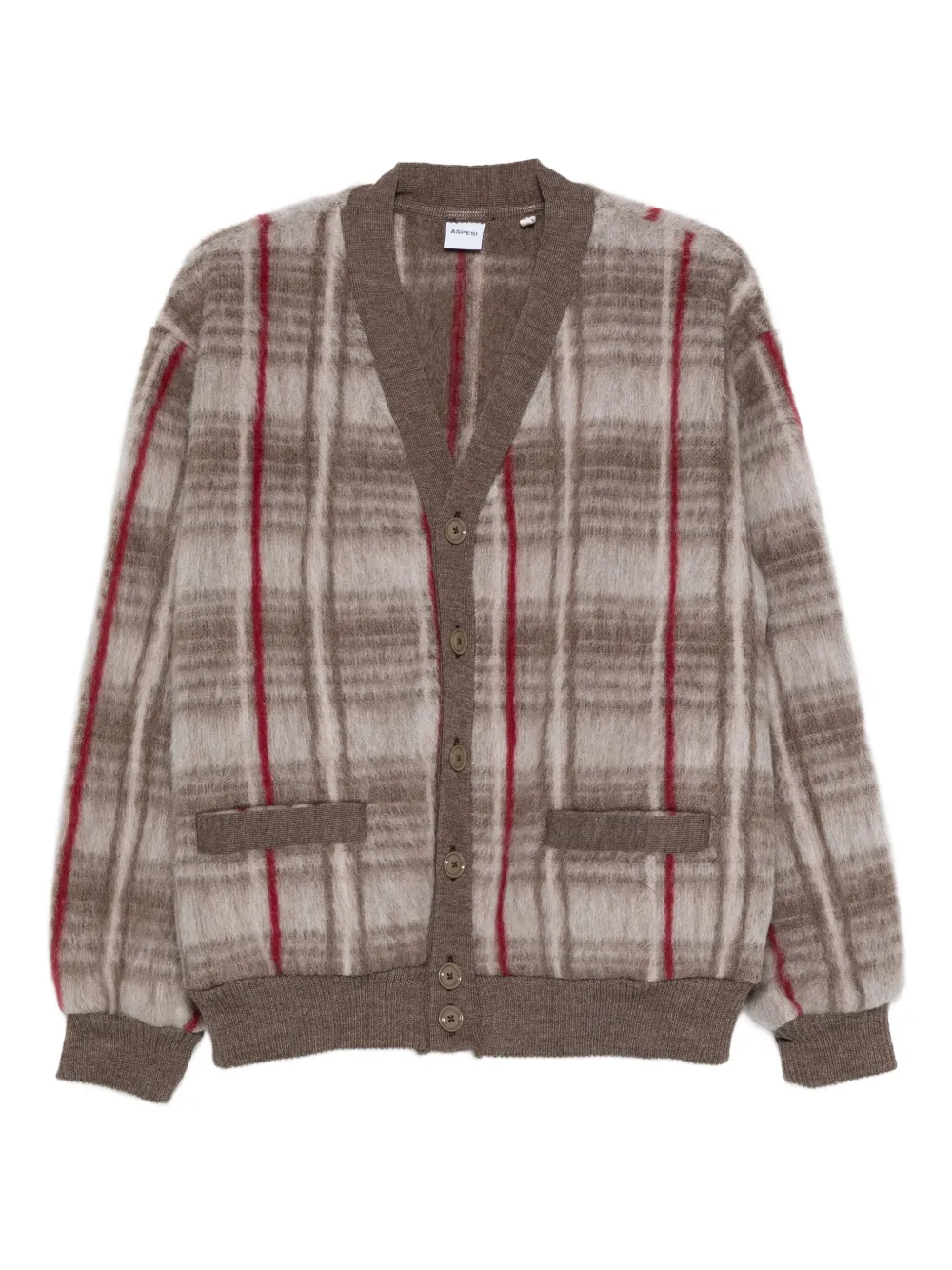 ASPESI checked wool cardigan | Neutrals | Image 1