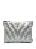 CHANEL Pre-Owned 2016-2017 Medium Metallic Chevron Calfskin O Case clutch bag - Silver