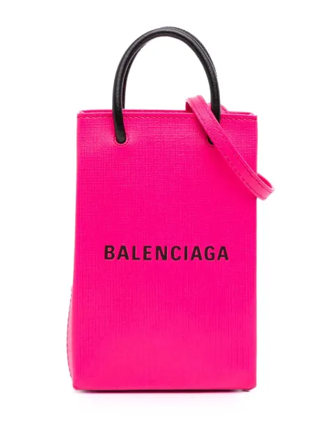 Balenciaga Pre-Owned 2020 Mini Calfskin Logo Shopping Phone Holder satchel