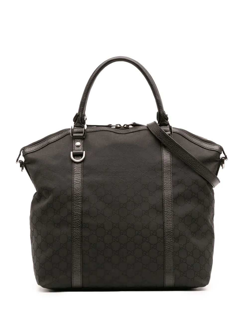 Gucci Pre-Owned 2016-2025 ラージ GGキャンバス チャーム ドーム サッチェルバッグ - ブラック Gucci Pre-Owned 2016-2025 ラージ GGキャンバス チャーム ドーム サッチェルバッグ - ブラック