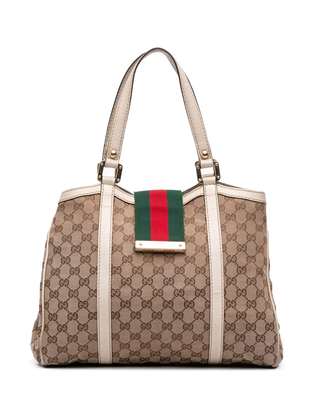 Gucci Pre-Owned 2016-2025 GGキャンバス ウェブ ニューレディース トートバッグ - ブラウン Gucci Pre-Owned 2016-2025 GGキャンバス ウェブ ニューレディース トートバッグ - ブラウン