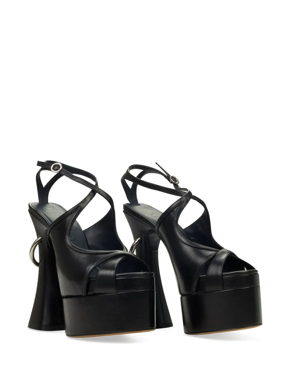 Lanvin 105 mm sandalen met plateauzool en ringdetail Zwart
