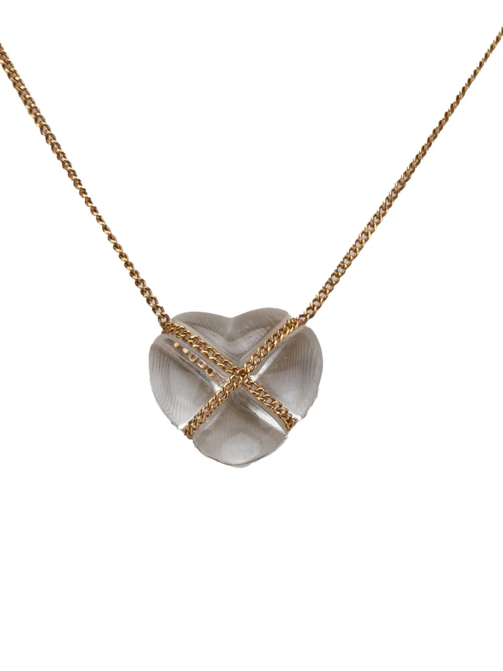 Tiffany & Co. Pre-Owned 1990-2015 18K Yellow Gold Rock Crystal Cross My Heart necklace | Gold | Image 1