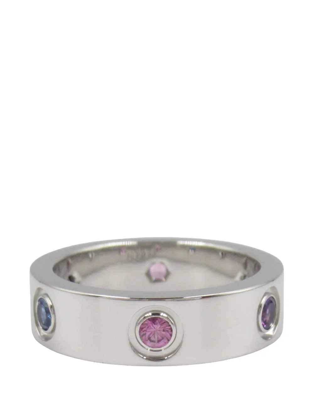 Cartier 2005-2010 18K White Gold Multicolor Stones Love ring - ピンク Cartier 2005-2010 18K White Gold Multicolor Stones Love ring - ピンク