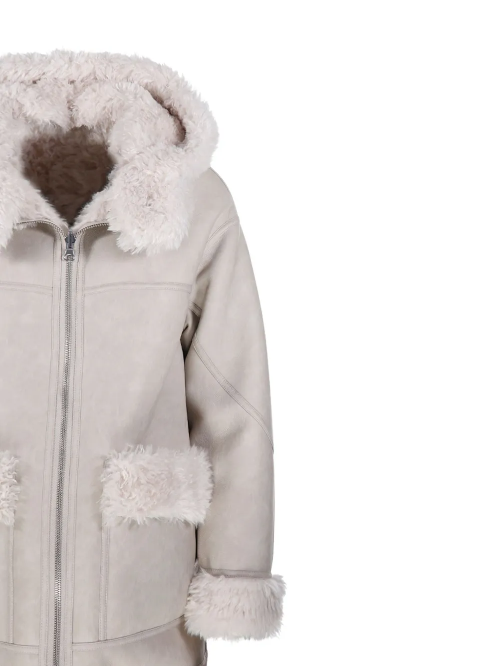 Urbancode Hooded Fleece-lined Coat In Neutral