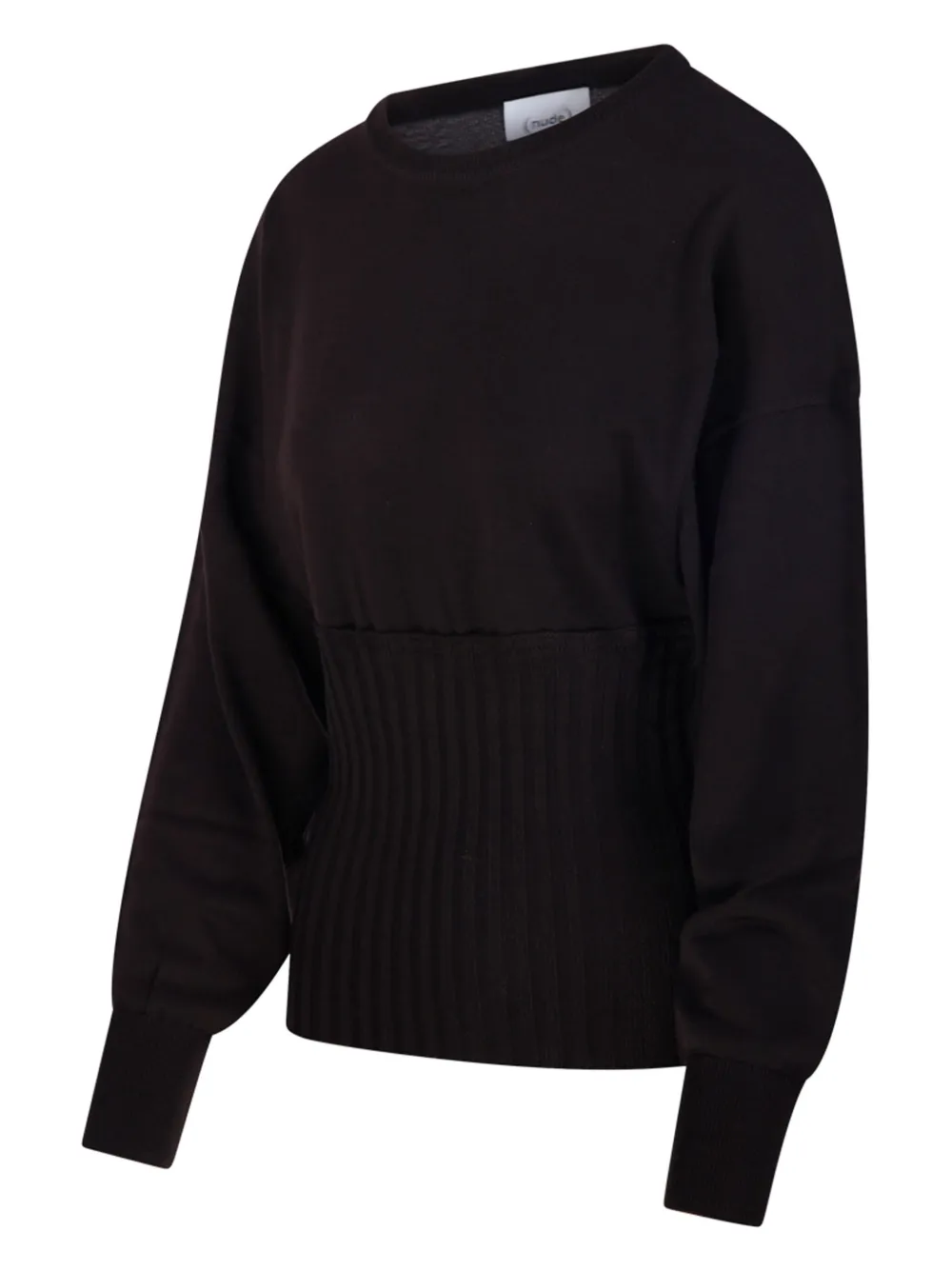 Nude Ribbed-panel Sweater In Black