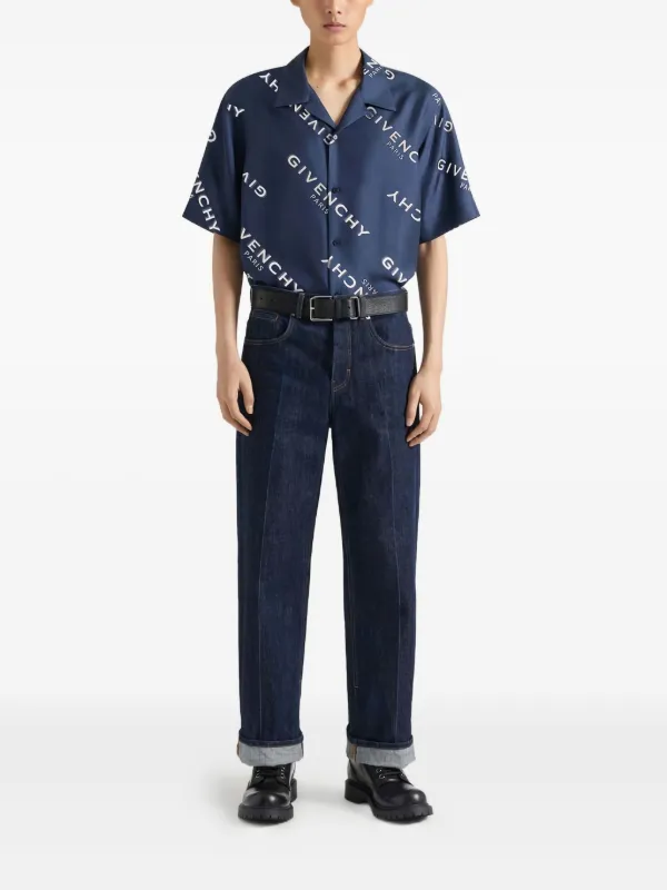 Givenchy logo-print short-sleeved Shirt | Blue | FARFETCH