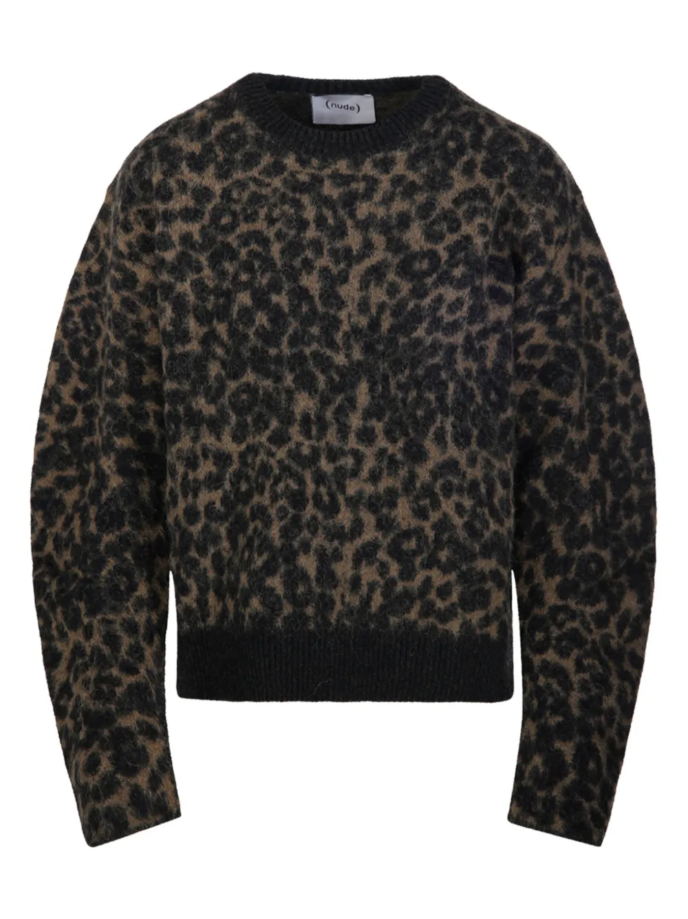 Nude Leopard-print Balloon Sleeve Sweater In Green