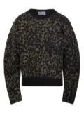 Nude leopard-print balloon sleeve sweater - Green