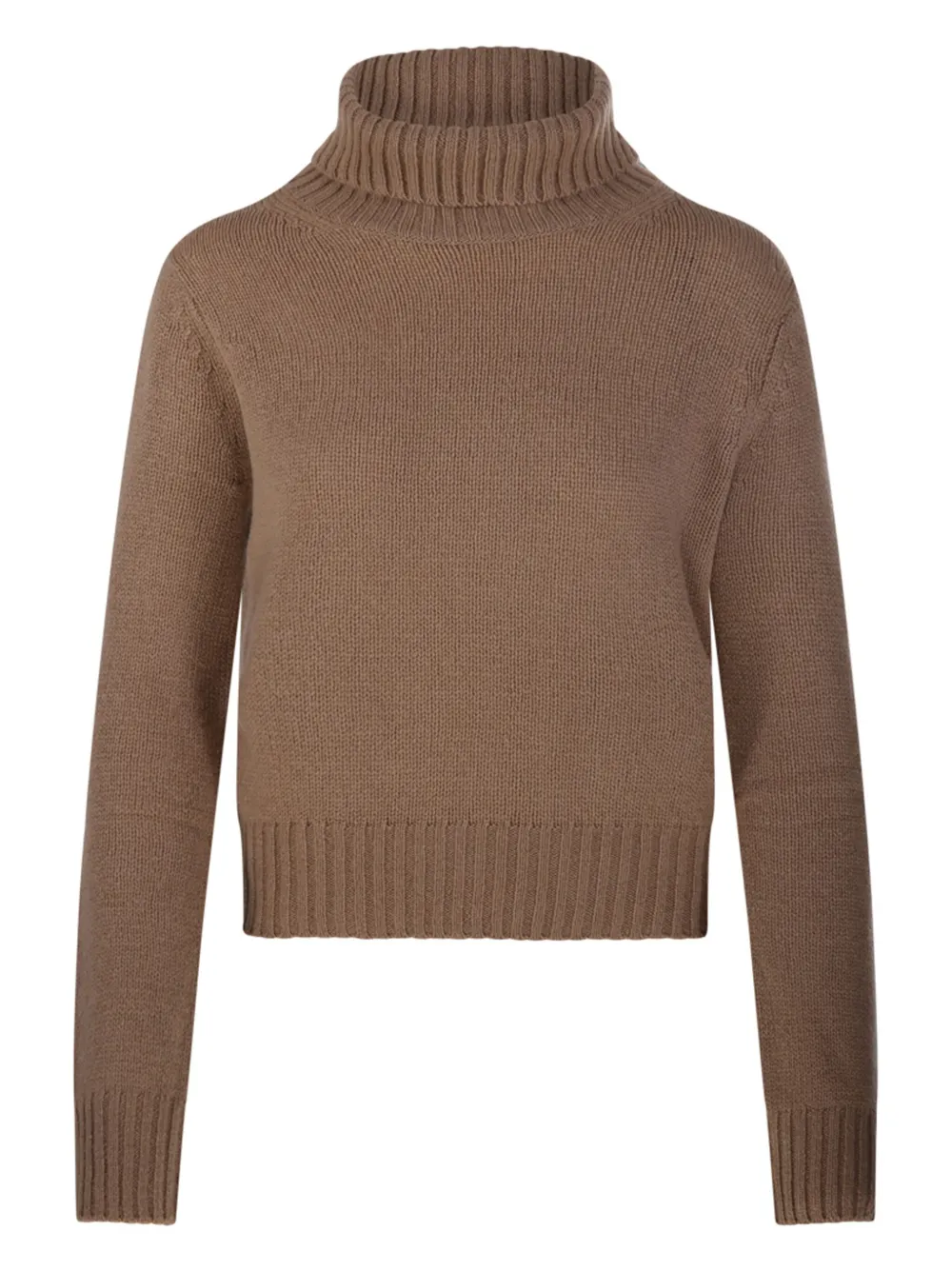 Beyou Turtleneck Cropp Sweater In Brown