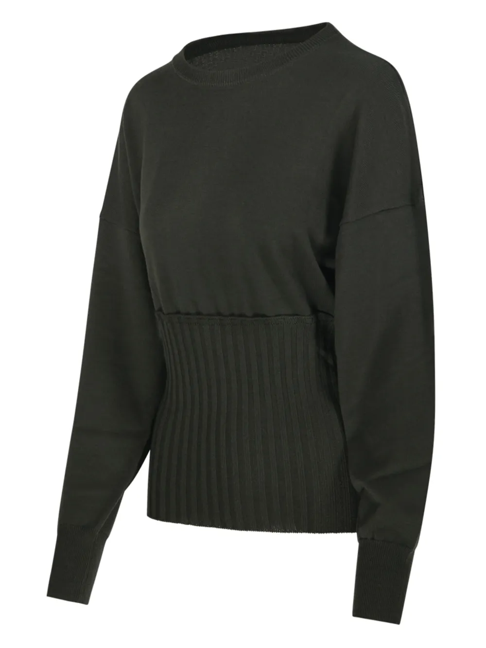 Nude Ribbed-panel Sweater In Green
