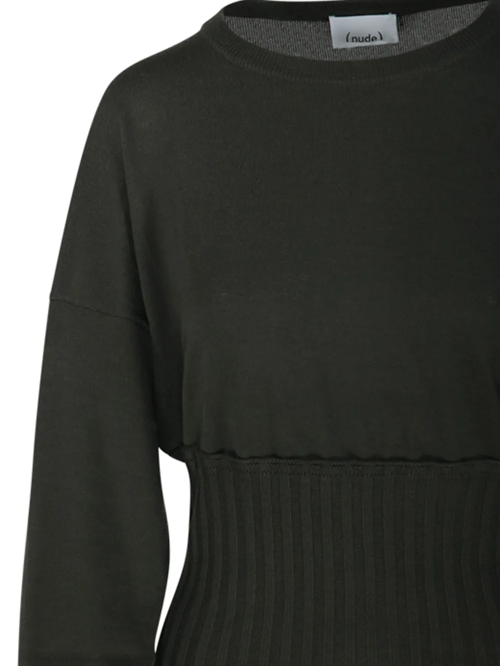 Nude Ribbed-panel Sweater In Green
