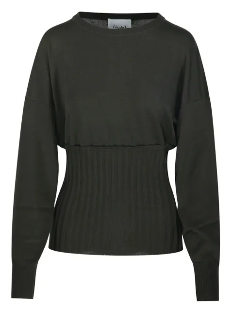 Nude ribbed-panel sweater