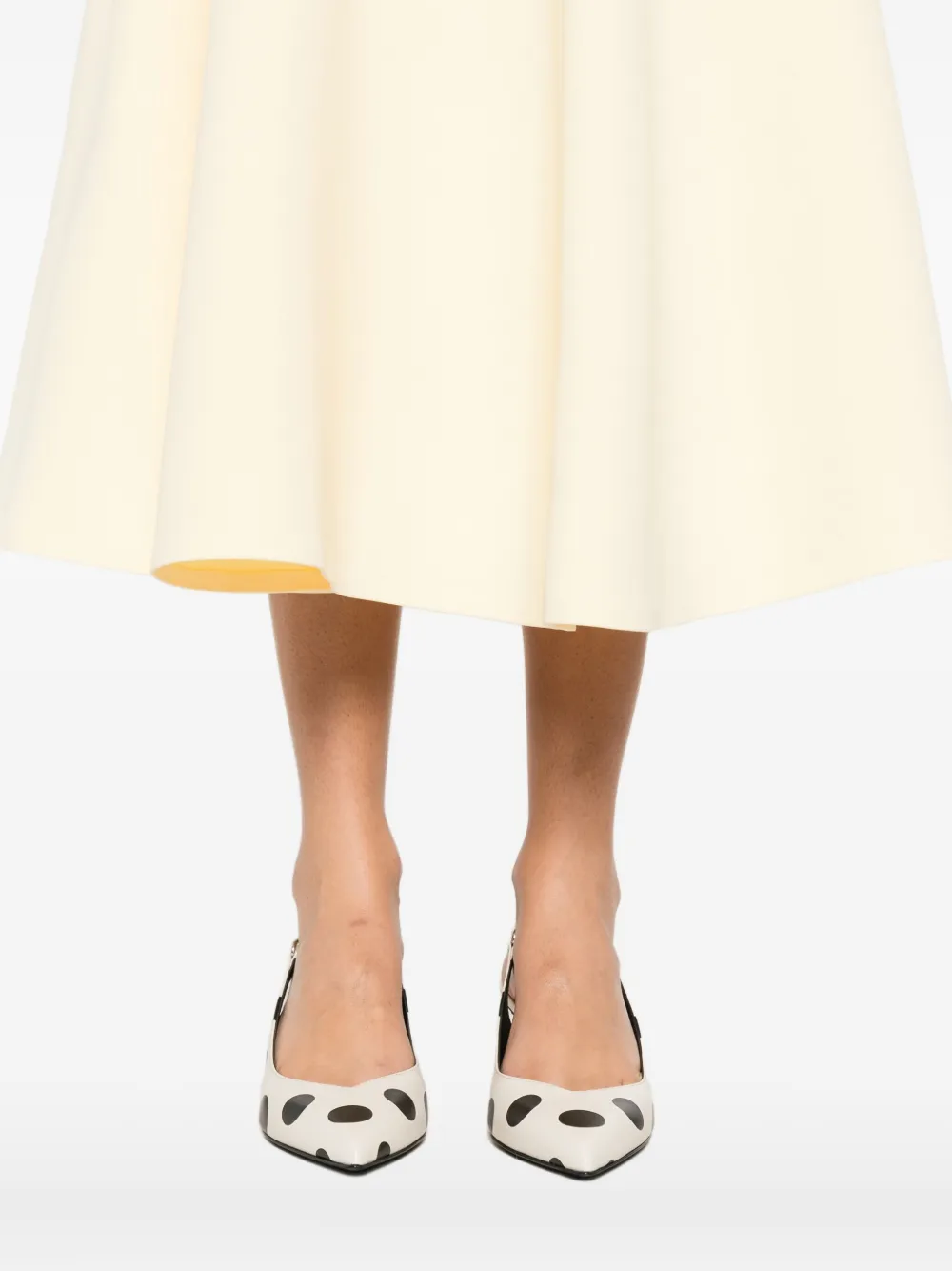 Jacquemus High Waisted Flared Midi Skirt In Gold