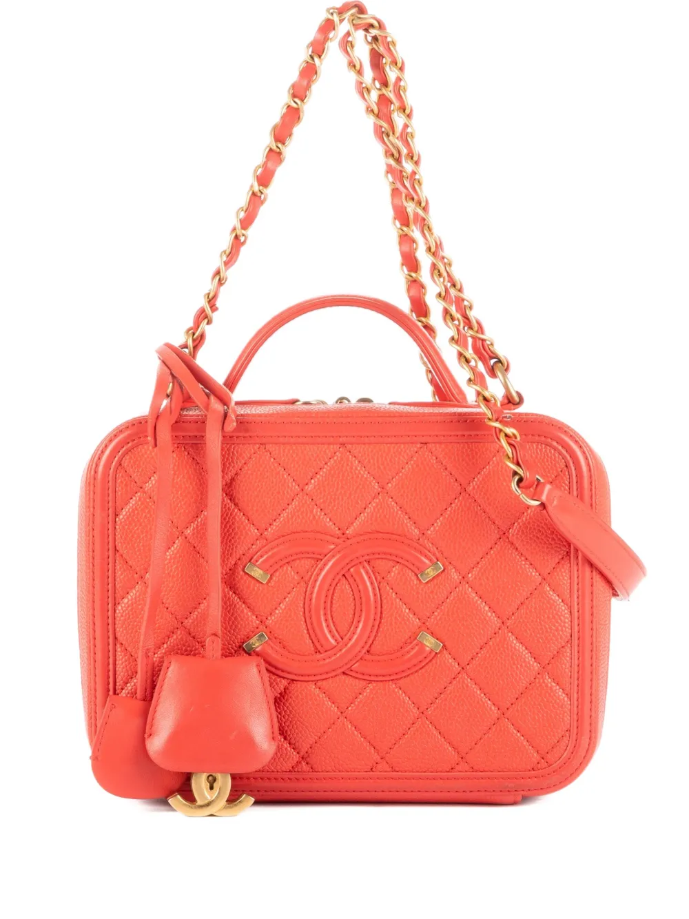CHANEL Pre-Owned Matelassé Coco Mark Figliere Schultertasche - Orange
