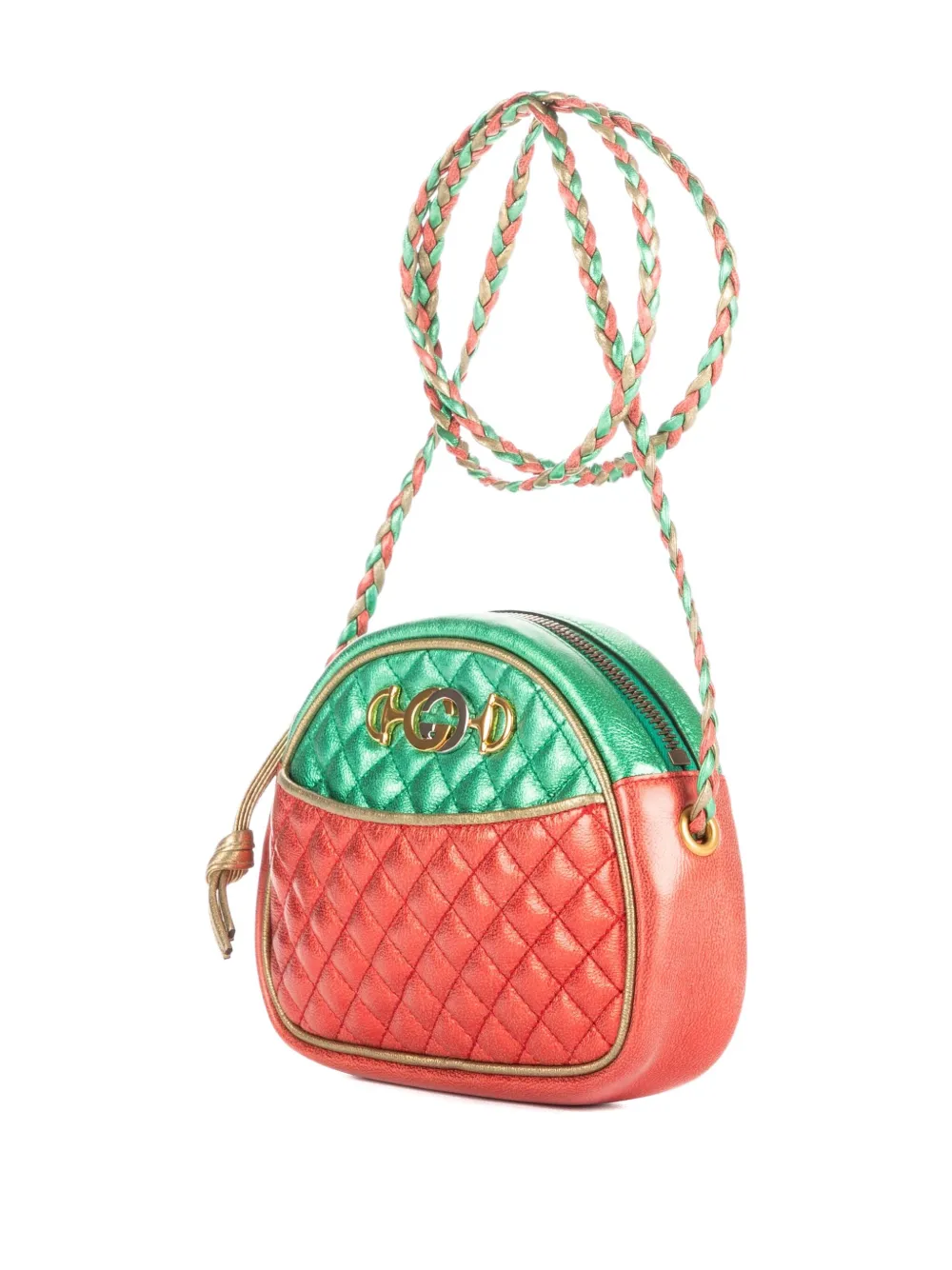 Diamond-Quilting Leather Cross-Body Bag