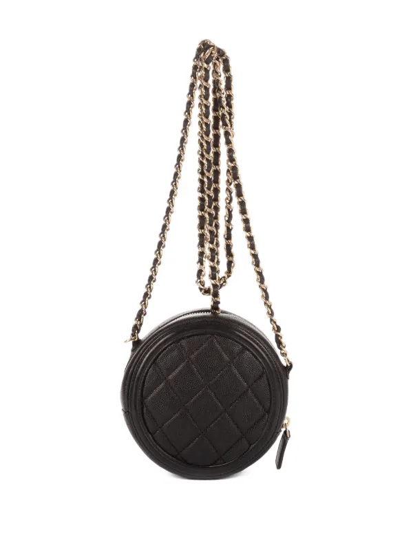 Chanel Pre-owned Quilted Cross Body Bag in Black