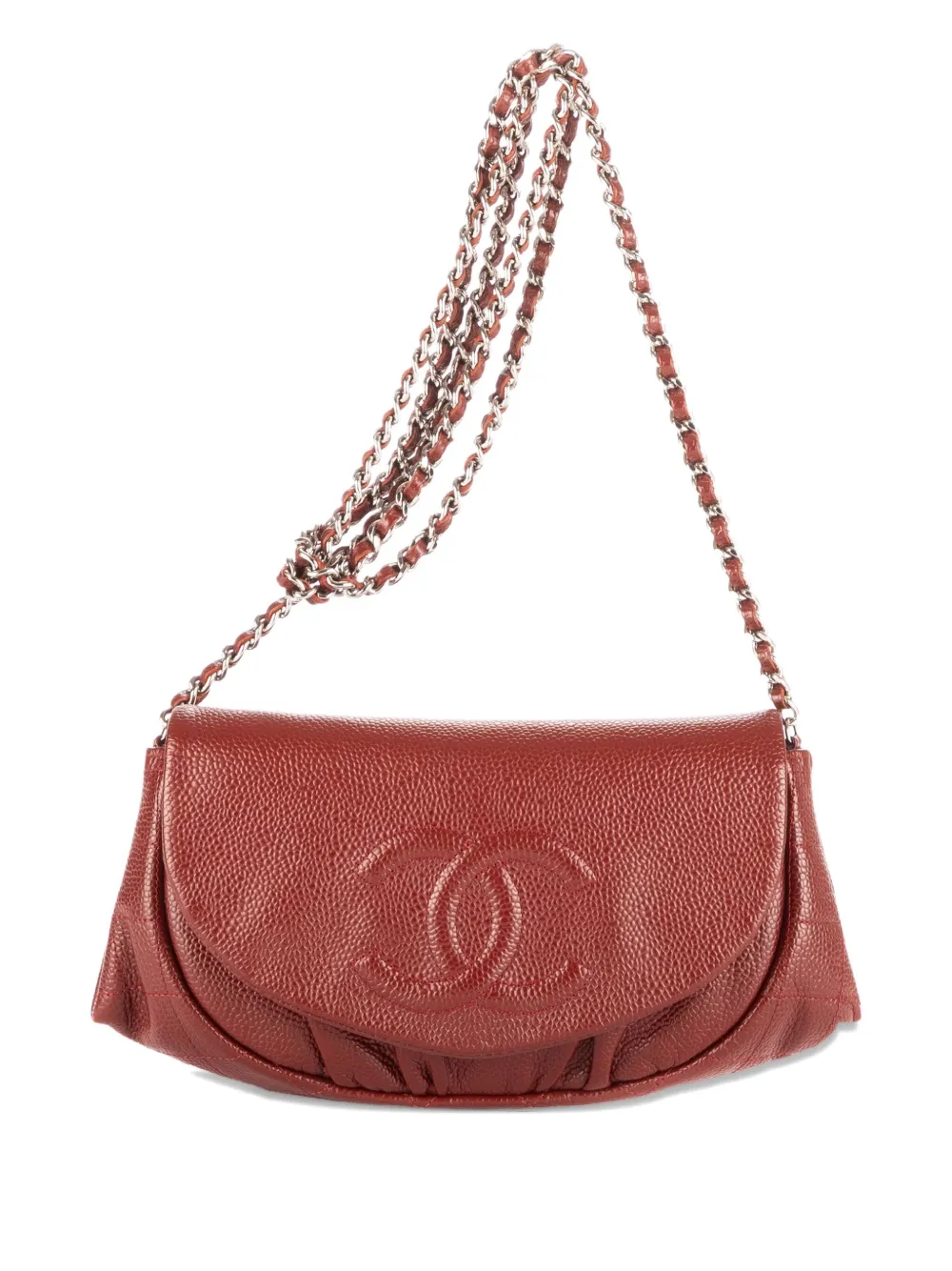 CHANEL Pre-Owned Borsa a spalla CC Caviar Half Moon Flap - Rosso