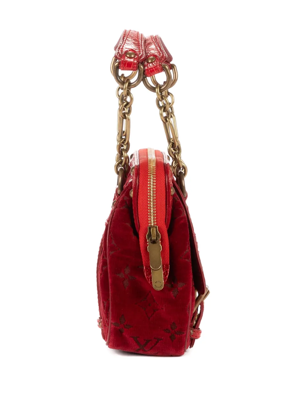 Louis Vuitton Pre-Owned 2000s fluwelen tas met ketting en monogram Rood