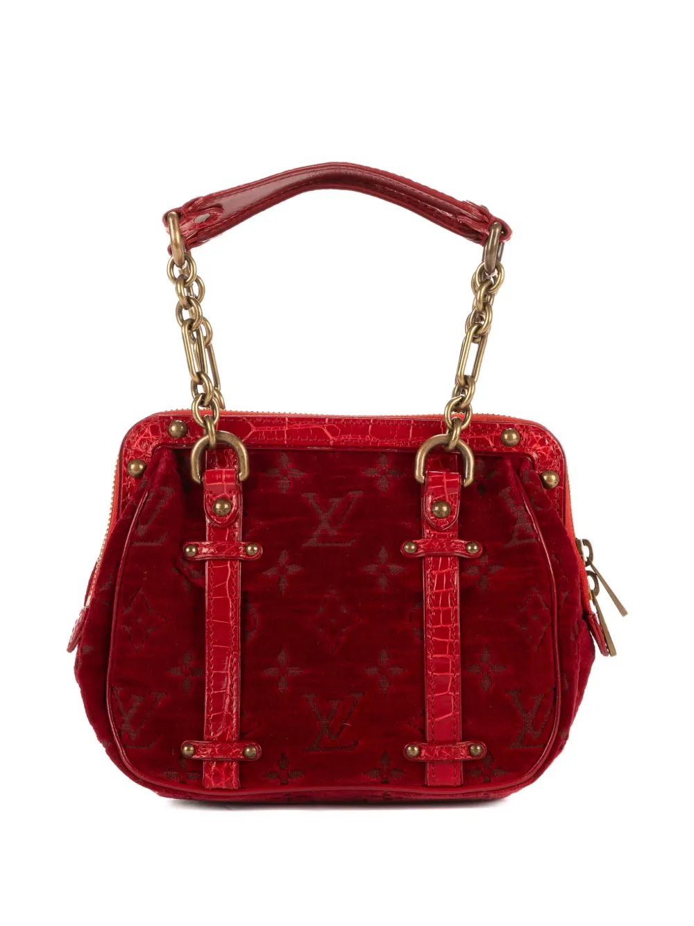 Louis Vuitton Pre-Owned 2000s fluwelen tas met ketting en monogram - Rood