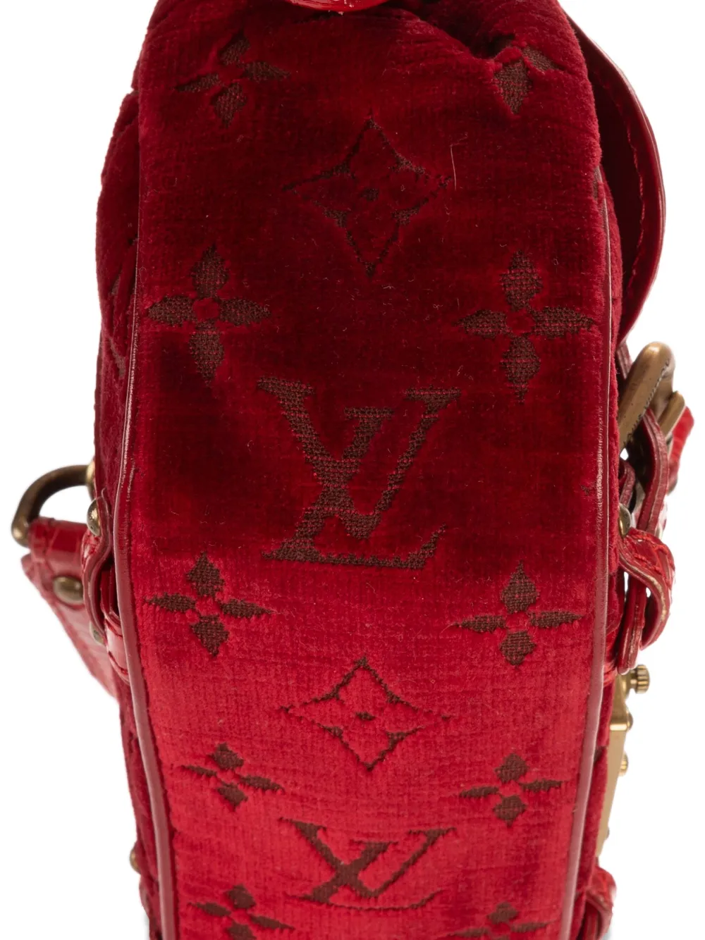 Louis Vuitton Pre-Owned 2000s fluwelen tas met ketting en monogram Rood