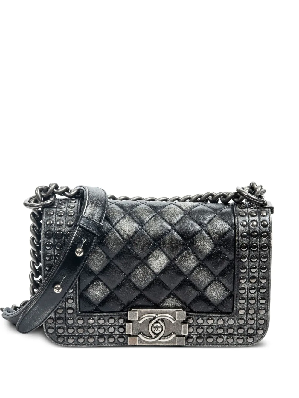 CHANEL Pre-Owned 2010s quilted studded shoulder bag - Grigio