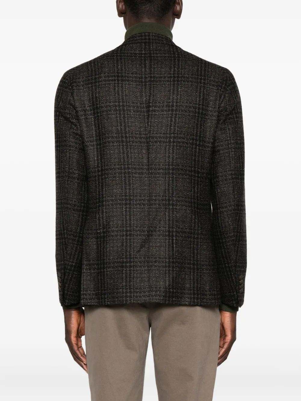 Tagliatore Checked Wool-blend Blazer In Black