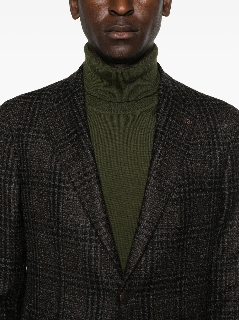 Tagliatore Checked Wool-blend Blazer In Black