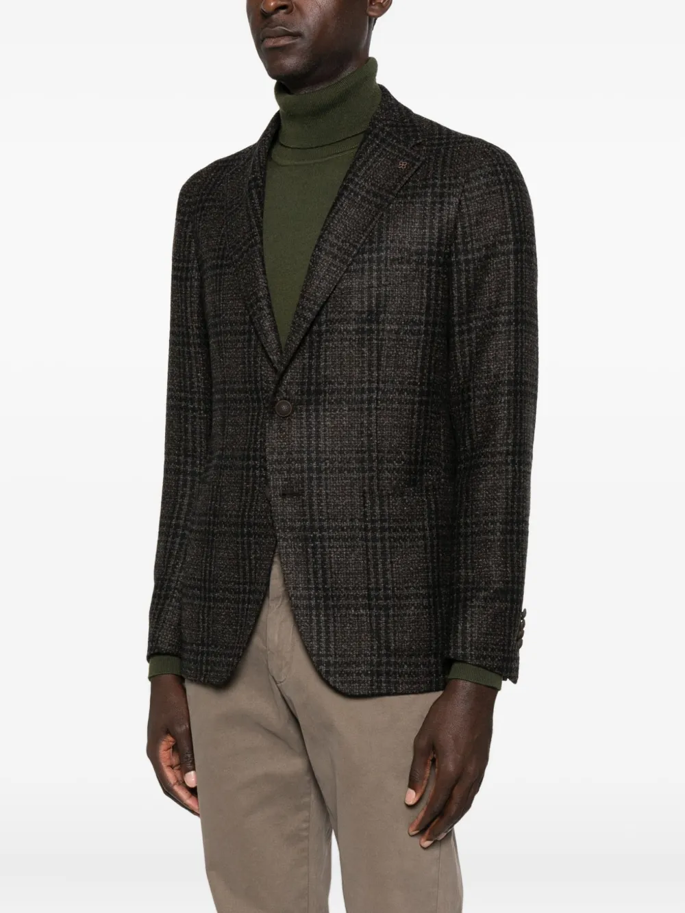 Tagliatore Checked Wool-blend Blazer In Black