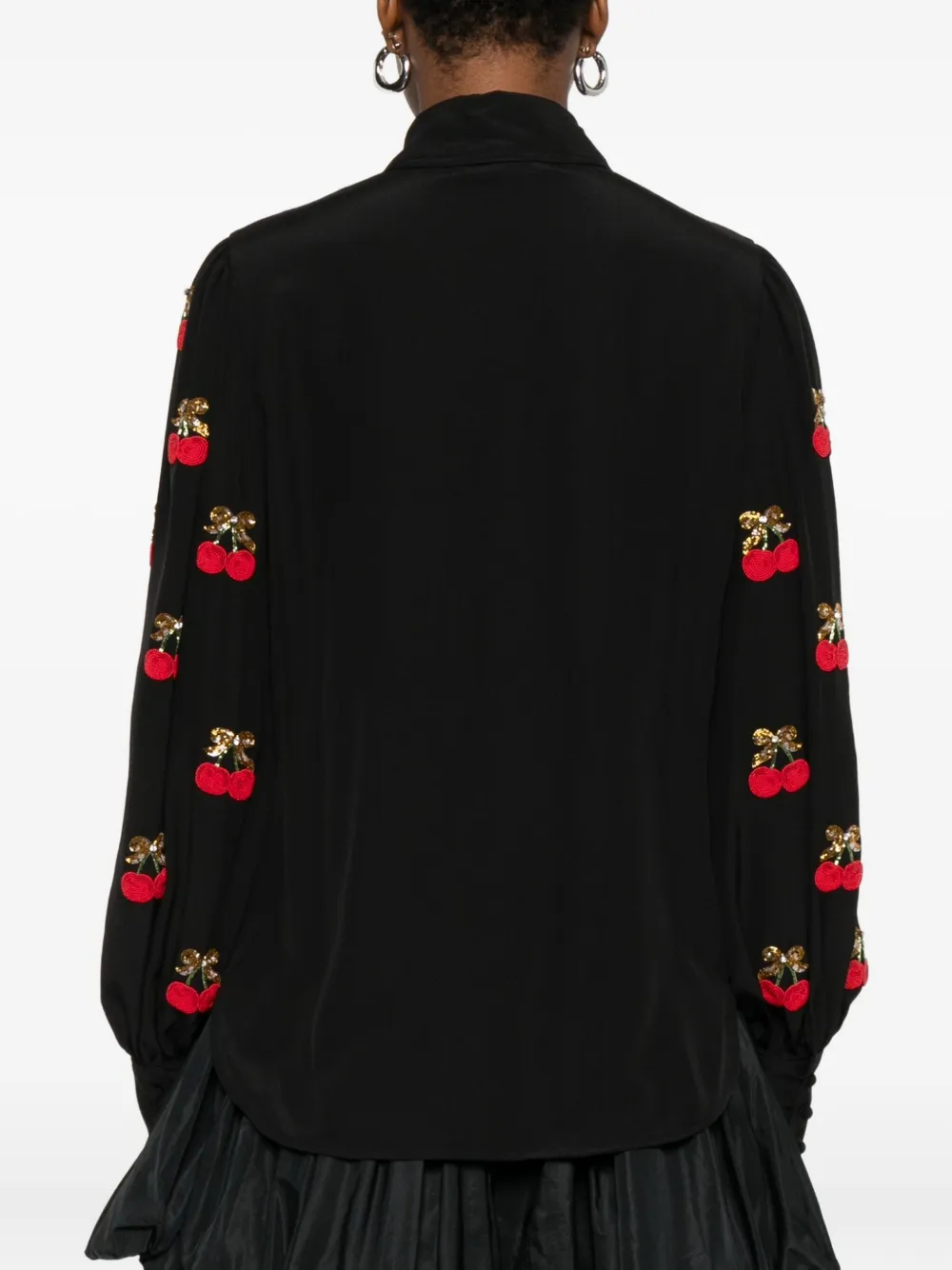 Valentino Garavani Blouse verfraaid met kersen en strik Zwart