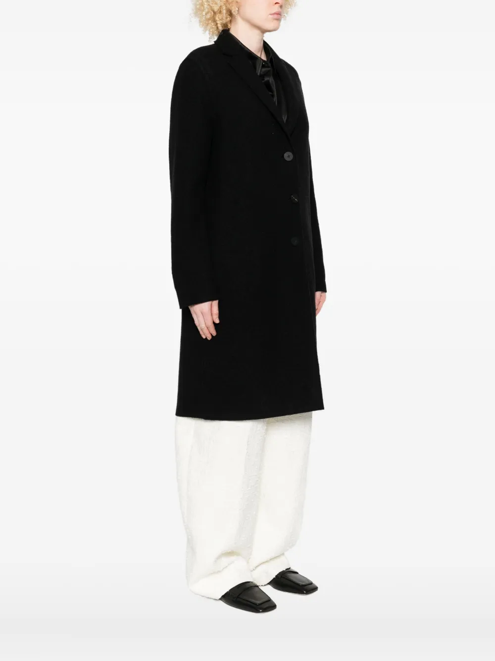 Harris Wharf London Button-front Wool Coat In Black