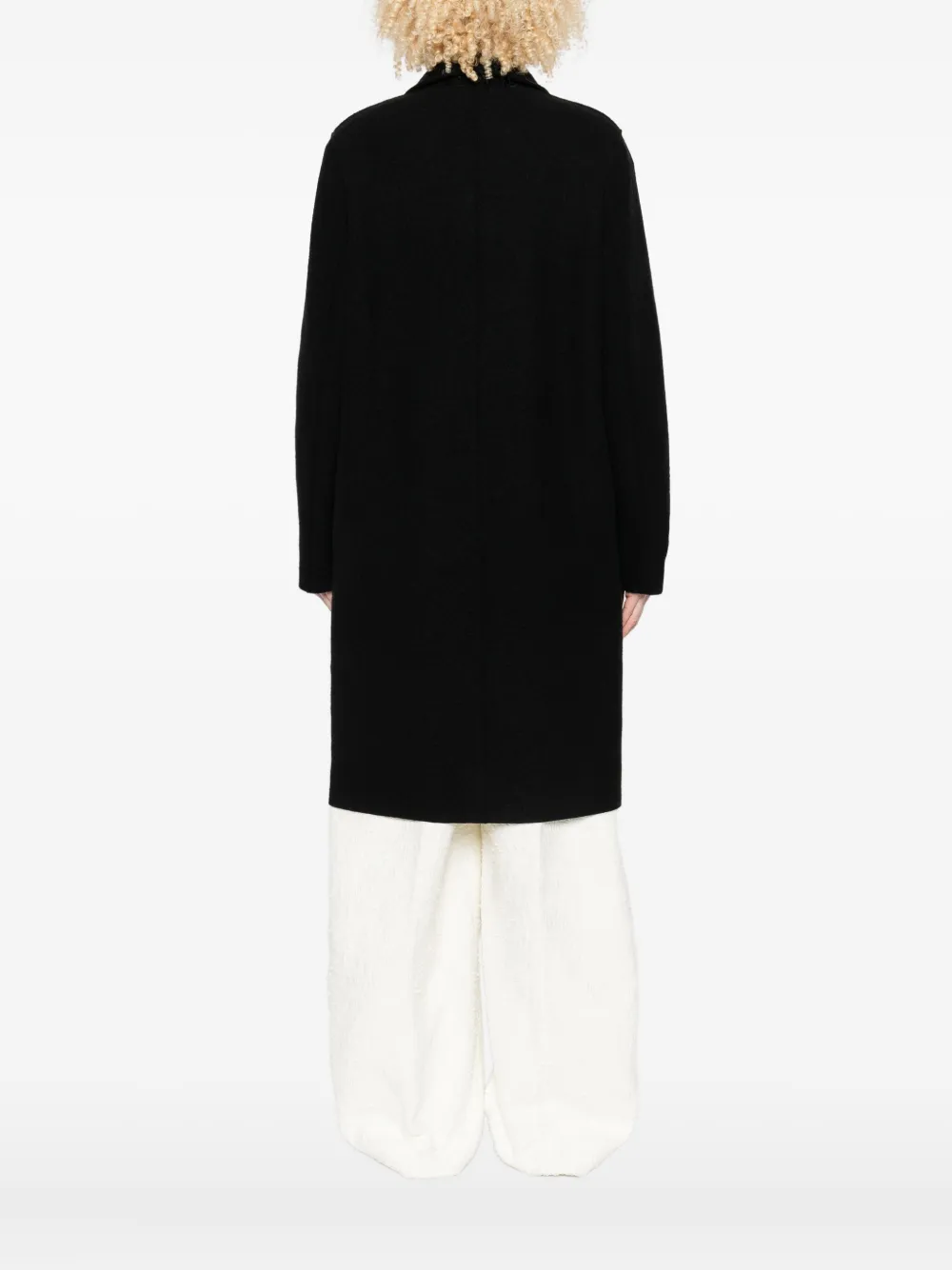 Harris Wharf London Button-front Wool Coat In Black