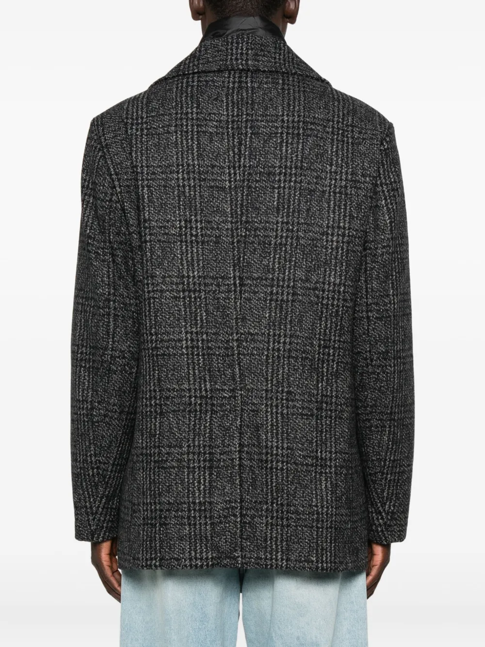Peuterey Double-breasted Checked Coat In Black