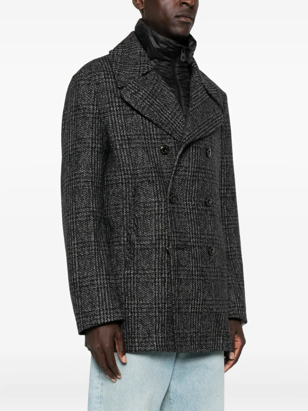 Peuterey Double-breasted Checked Coat In Black