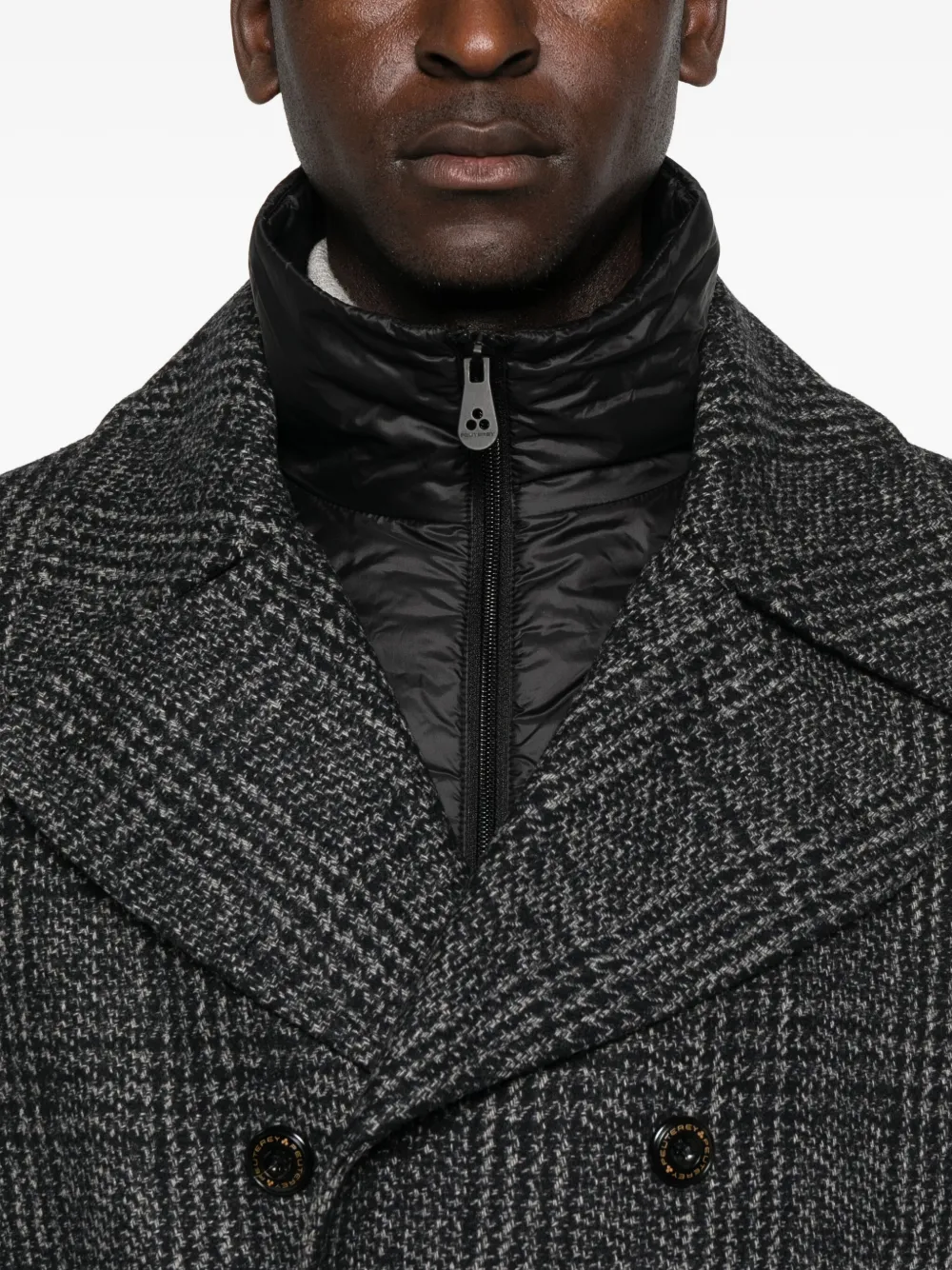 Peuterey Double-breasted Checked Coat In Black