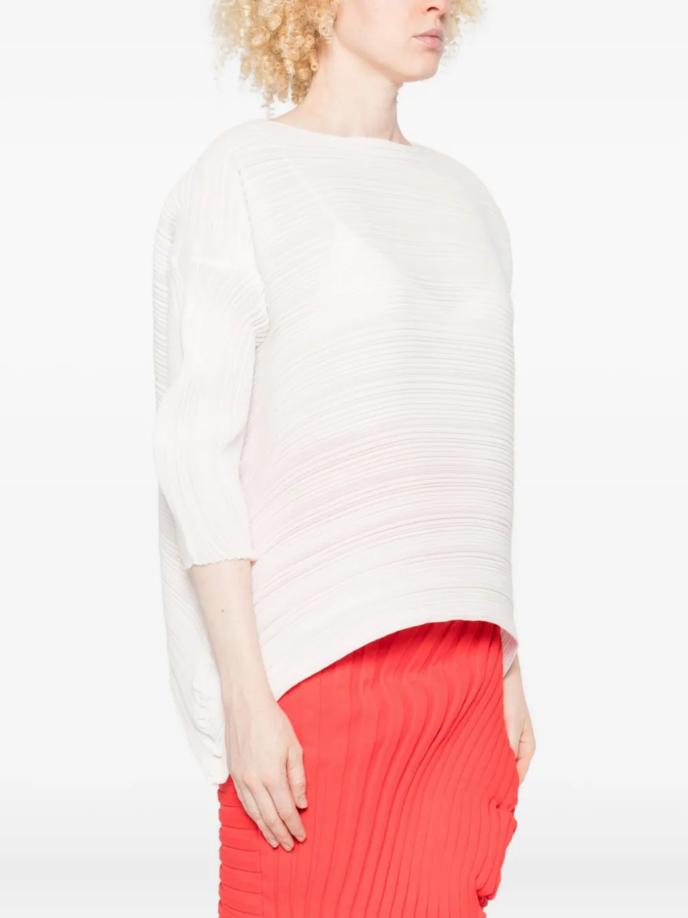 Issey Miyake Pleated Blouse In White