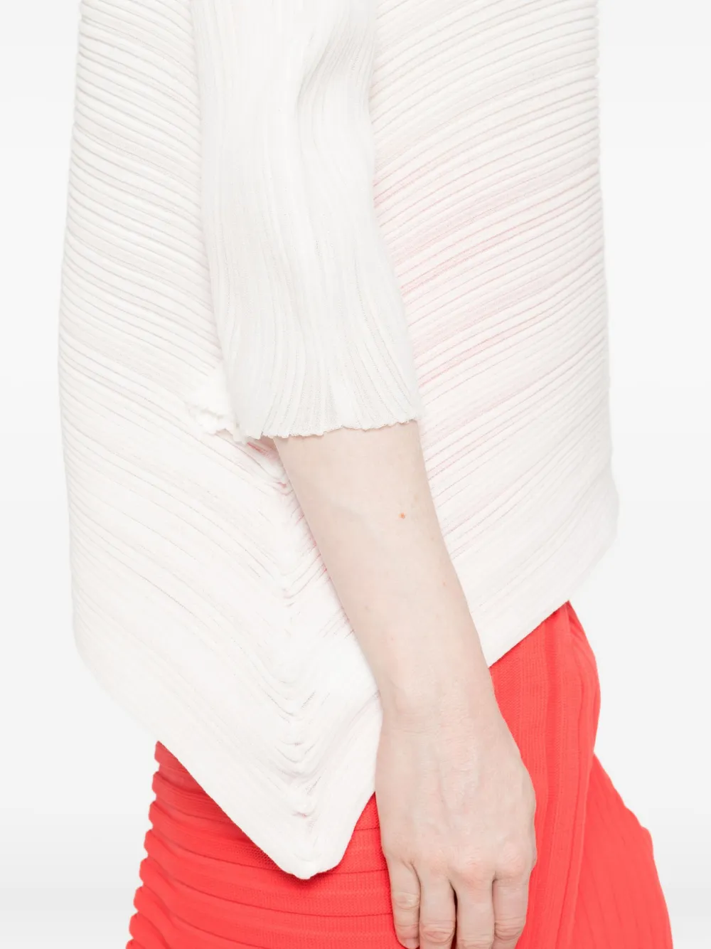 Issey Miyake Pleated Blouse In White