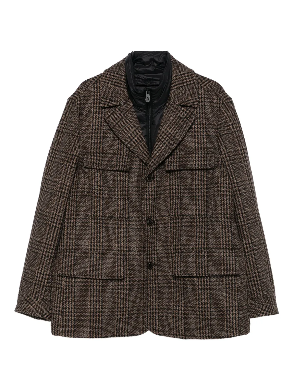 Peuterey Check-pattern Flap-pocket Blazer In Brown