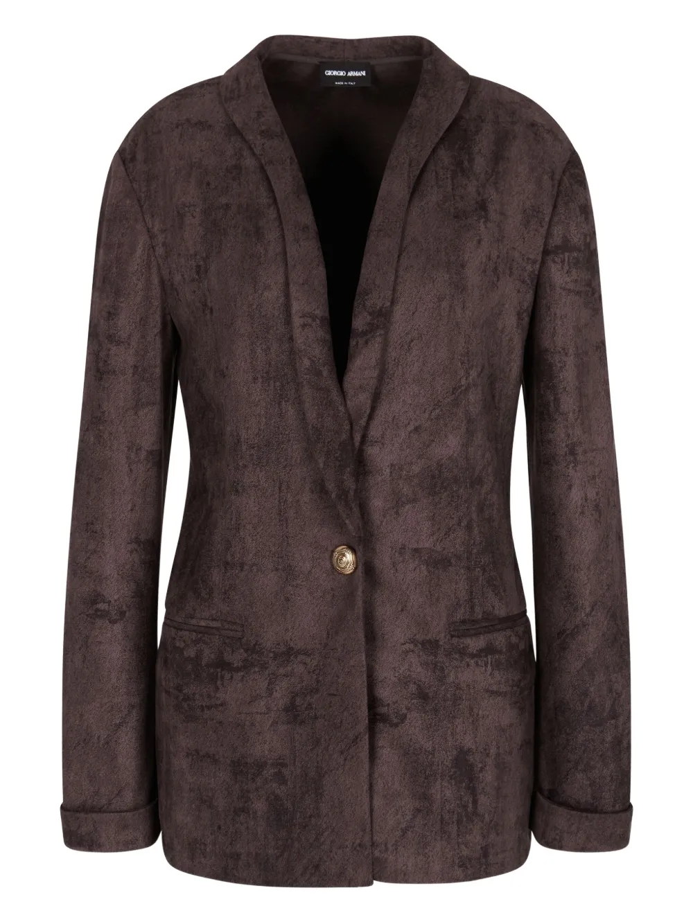 Giorgio Armani Single-breasted Jacket In Alcantara-effect Jersey In Brown