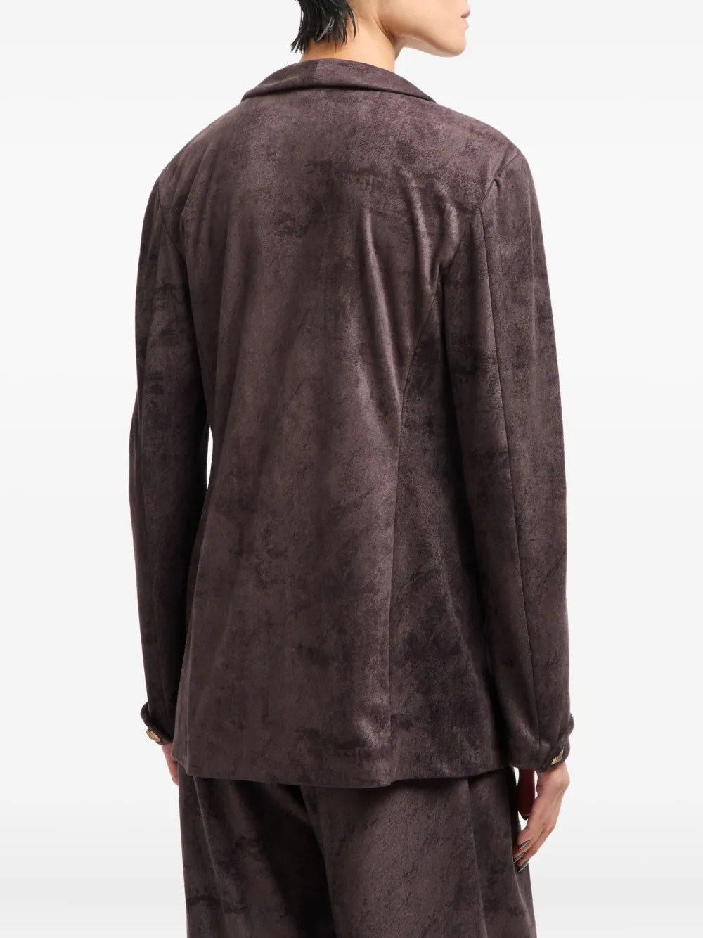 Giorgio Armani Single-breasted Jacket In Alcantara-effect Jersey In Brown