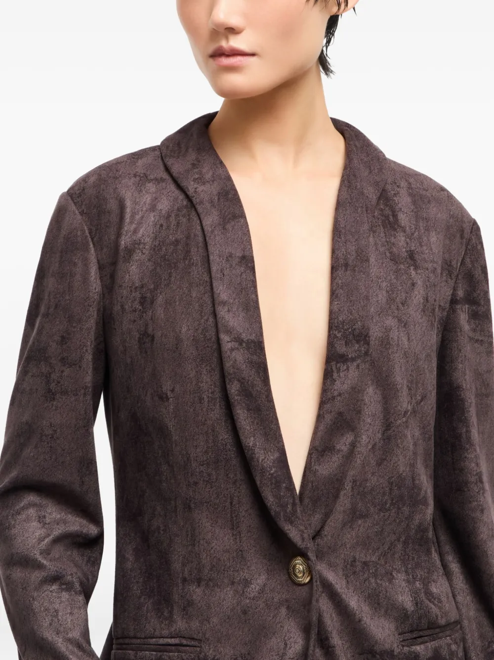Giorgio Armani Single-breasted Jacket In Alcantara-effect Jersey In Brown