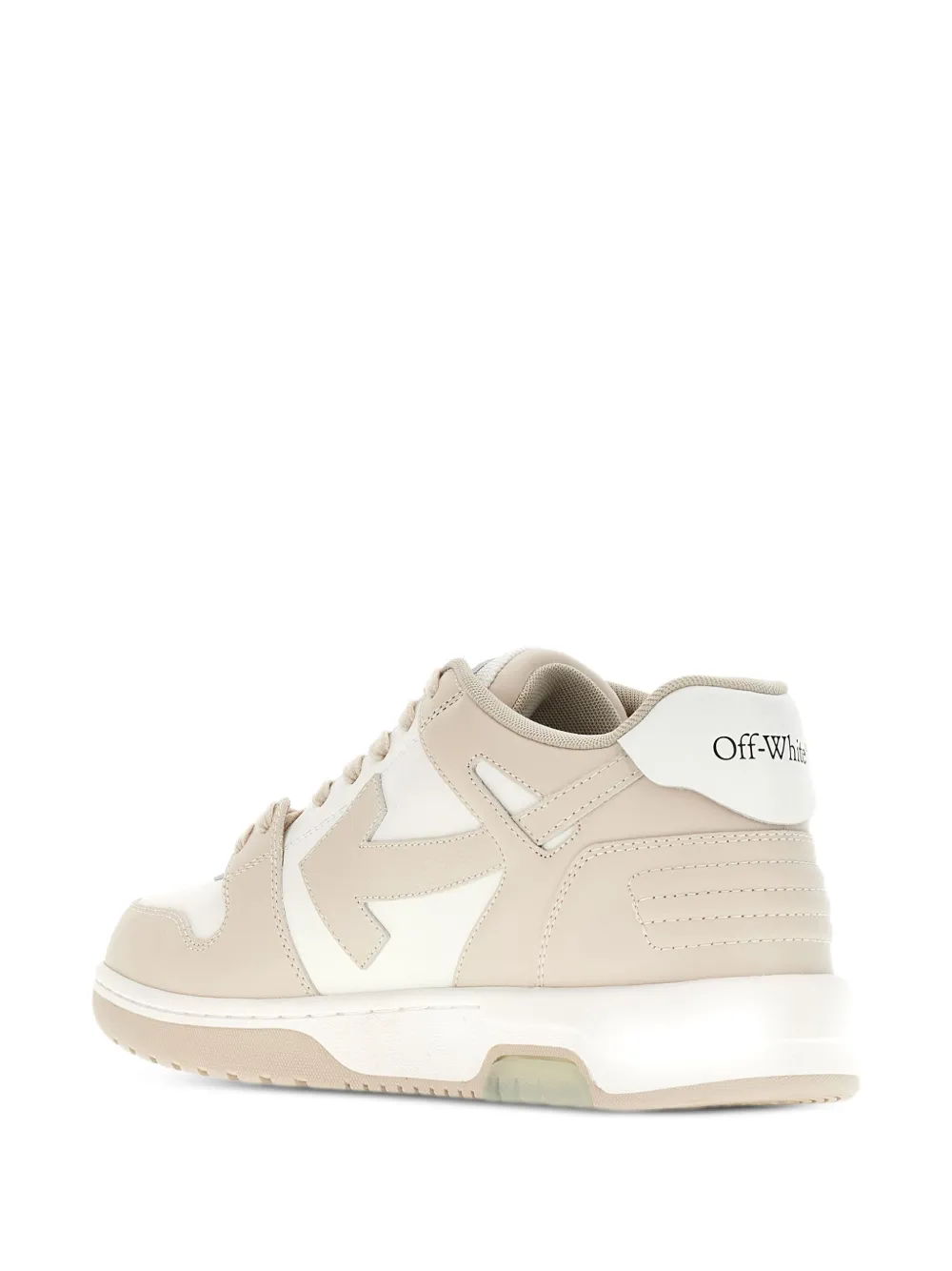 Off-White Out Of Office sneakers met leren vlak Beige