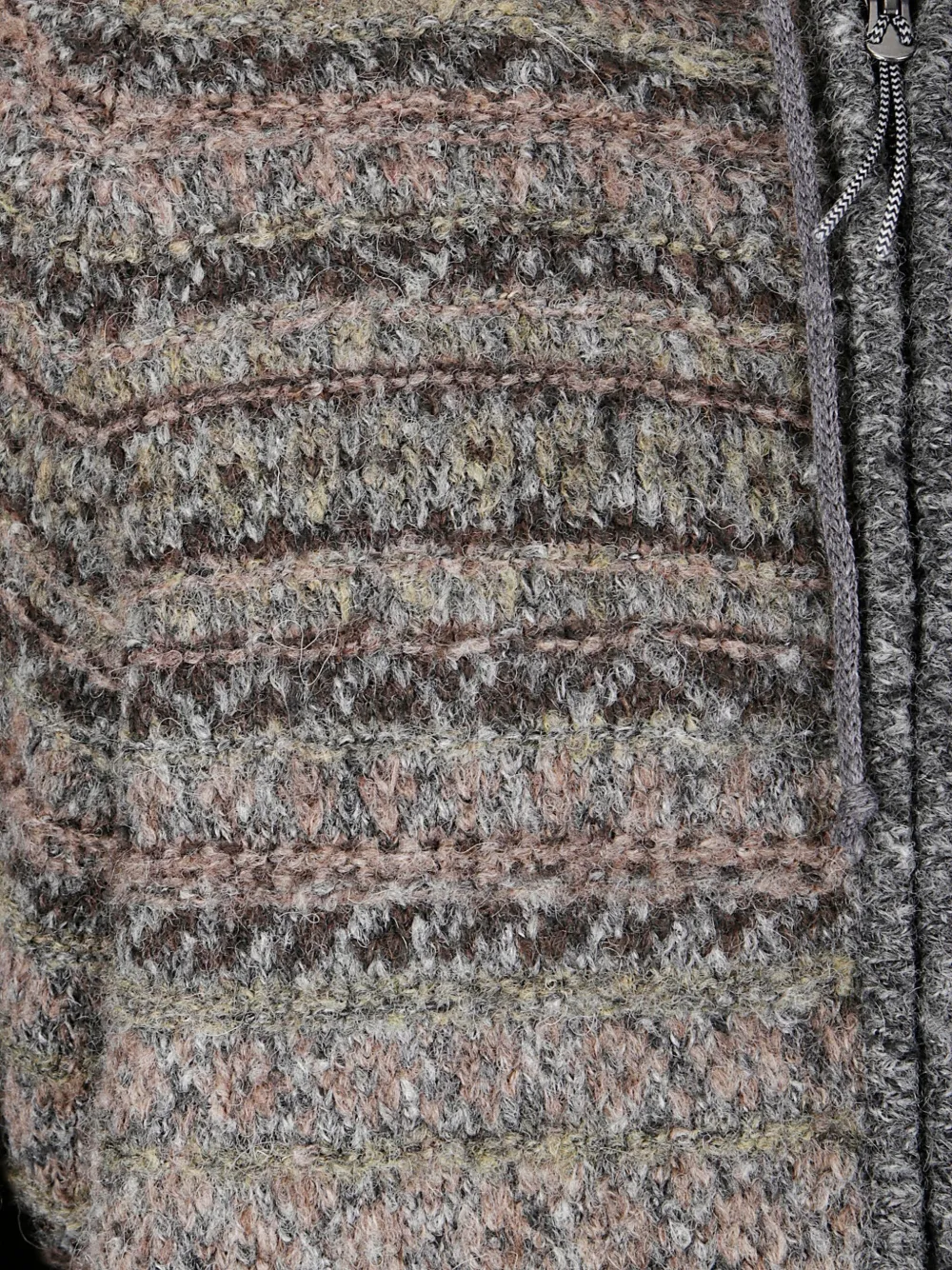 Roa Men S Fair Isle Felted Knit Zip Up Hoodie Olive In Multi