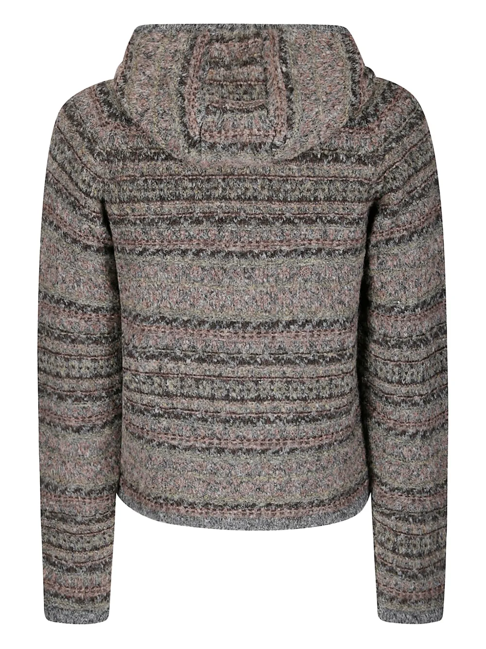 Roa Men S Fair Isle Felted Knit Zip Up Hoodie Olive In Multi